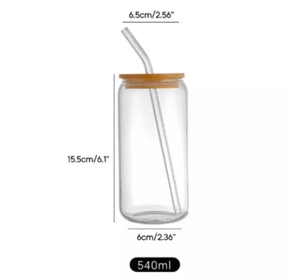 Be Still and Know glass cup with bamboo lid & glass straw